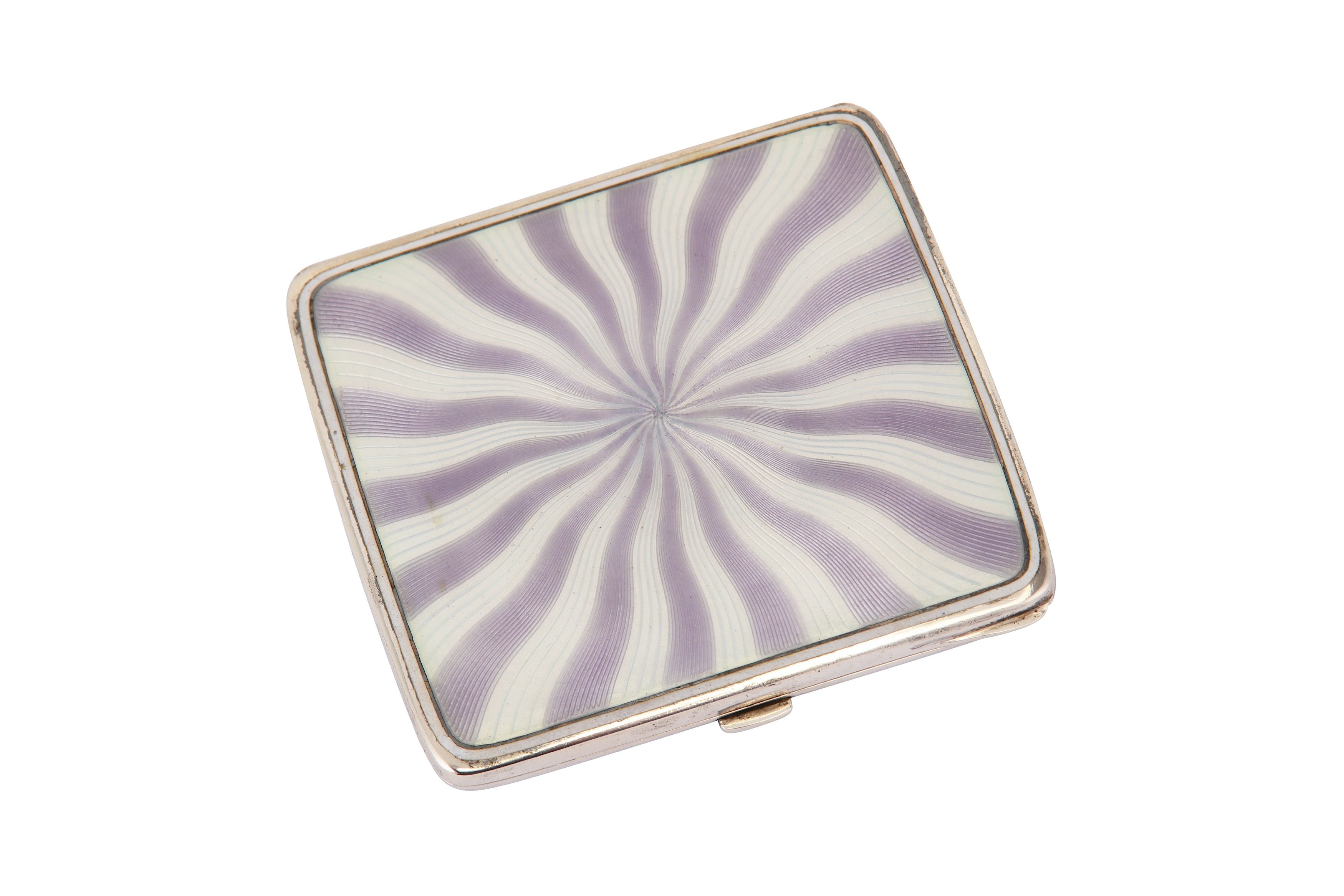 An early 20th century German 900 standard silver and guilloche enamel cigarette case, probably