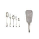A Victorian sterling silver table service of flatware / canteen, London 1846-78 by George Adams of