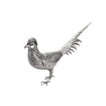 An early 20th century German sterling silver model of a Chinese golden pheasant, import marks for