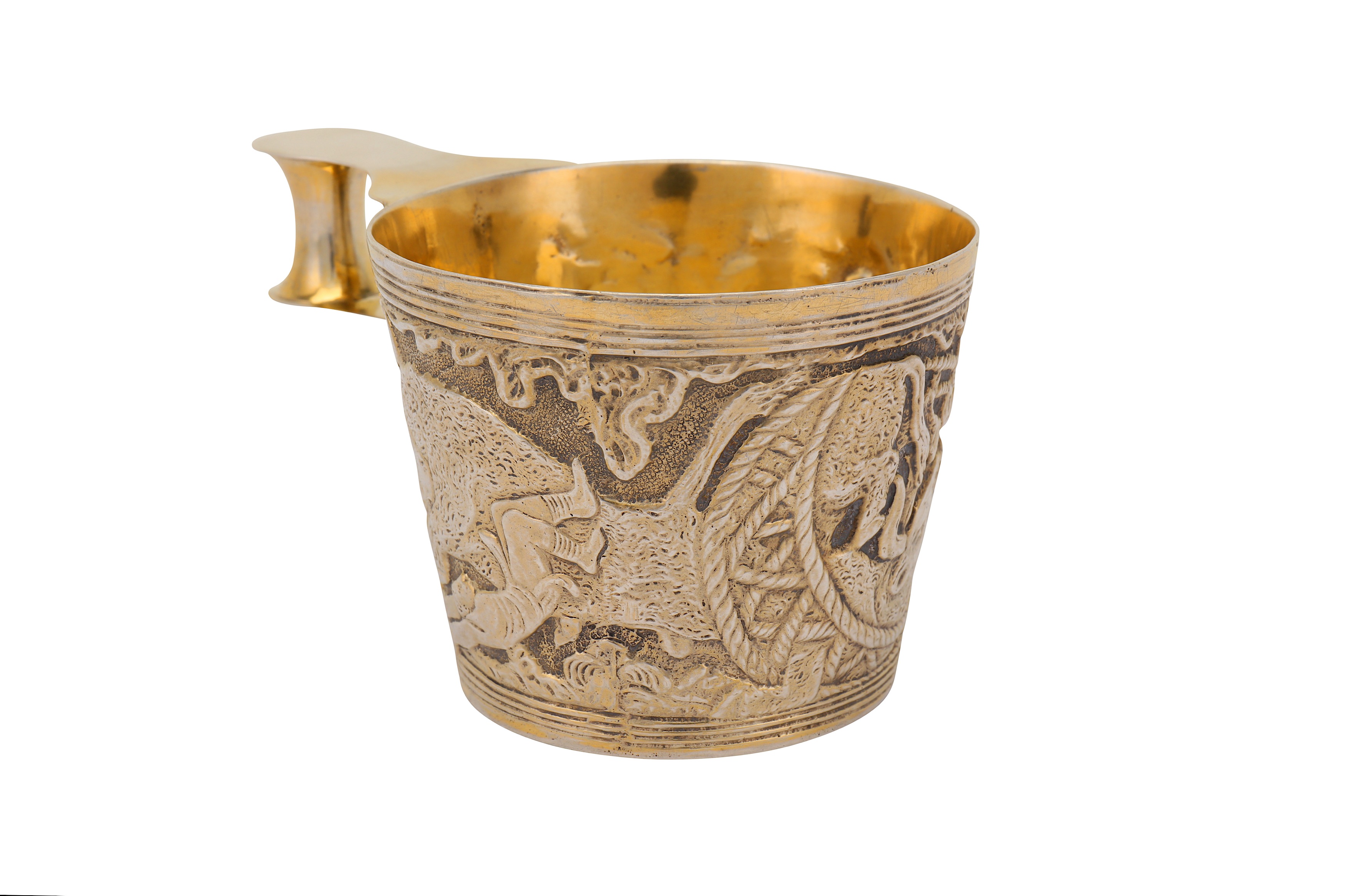 An Edwardian sterling silver gilt Vaphio cup, Chester 1904 by Nathan & Hayes - Image 3 of 6