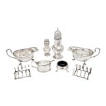 A mixed group of sterling silver table items