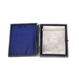 A cased Victorian sterling silver card case, Birmingham 1863 by Edward Smith