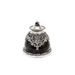 An Edwardian sterling silver mounted tortoiseshell inkwell, London 1904 by J Batson & Son