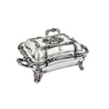A William IV / early Victorian Old Sheffield Silver Plate entrée dish on warming stand, circa