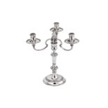 An Elizabeth II sterling silver three-light candelabrum, London 1990 by Mappin and Webb