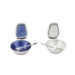 A mid-20th century Danish sterling silver and guilloche enamel cruet set, Copenhagen circa 1960 by