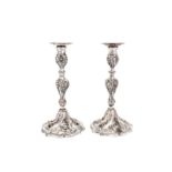 A pair of George III Old Sheffield Silver Plate candlesticks, Birmingham circa 1768 by Matthew