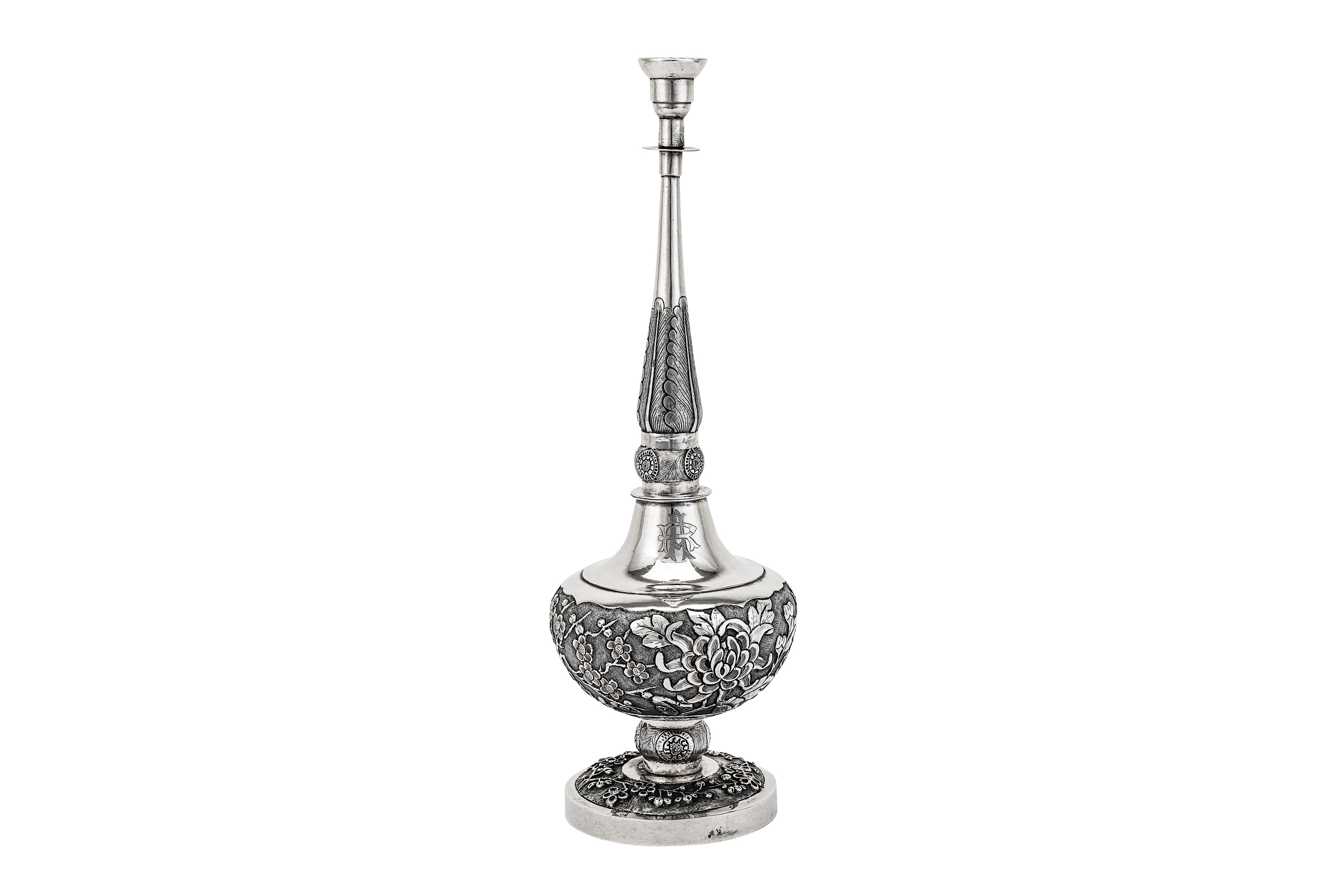 A late 19th century / early 20th century Chinese export silver rose water sprinkler, Canton circa