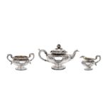 A William IV Scottish sterling silver three-piece tea service, Edinburgh 1831 by James McKay