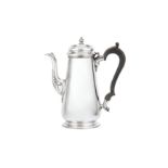 A heavy Edwardian sterling silver coffee pot, London 1902 by Joseph Vander