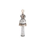 Judaica - An Elizabeth II sterling silver and parcel-gilt torah finial (Rimonim), London 1964 by A