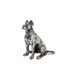An early 20th century cast sterling silver model of a Great Dane dog, import marks for Chester 1902