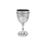 Agricultural interest – A Victorian provincial sterling silver trophy cup, Exeter 1877 by Josiah