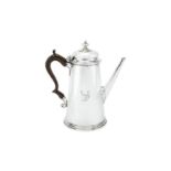 An interesting George II sterling silver coffee pot, London 1727 by Richard Gurney and Thomas Cook