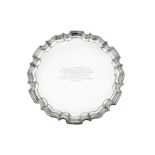 A George V sterling silver salver, Sheffield 1932 by Thomas Bradbury & Sons