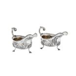 A pair of early George III sterling silver sauceboats, London 1764 by William Skeen (reg. 4th Dec