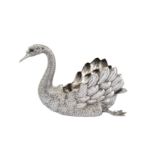 A late 20th century Italian sterling silver swan jardiniere / centrepiece, Milan circa 1975 by