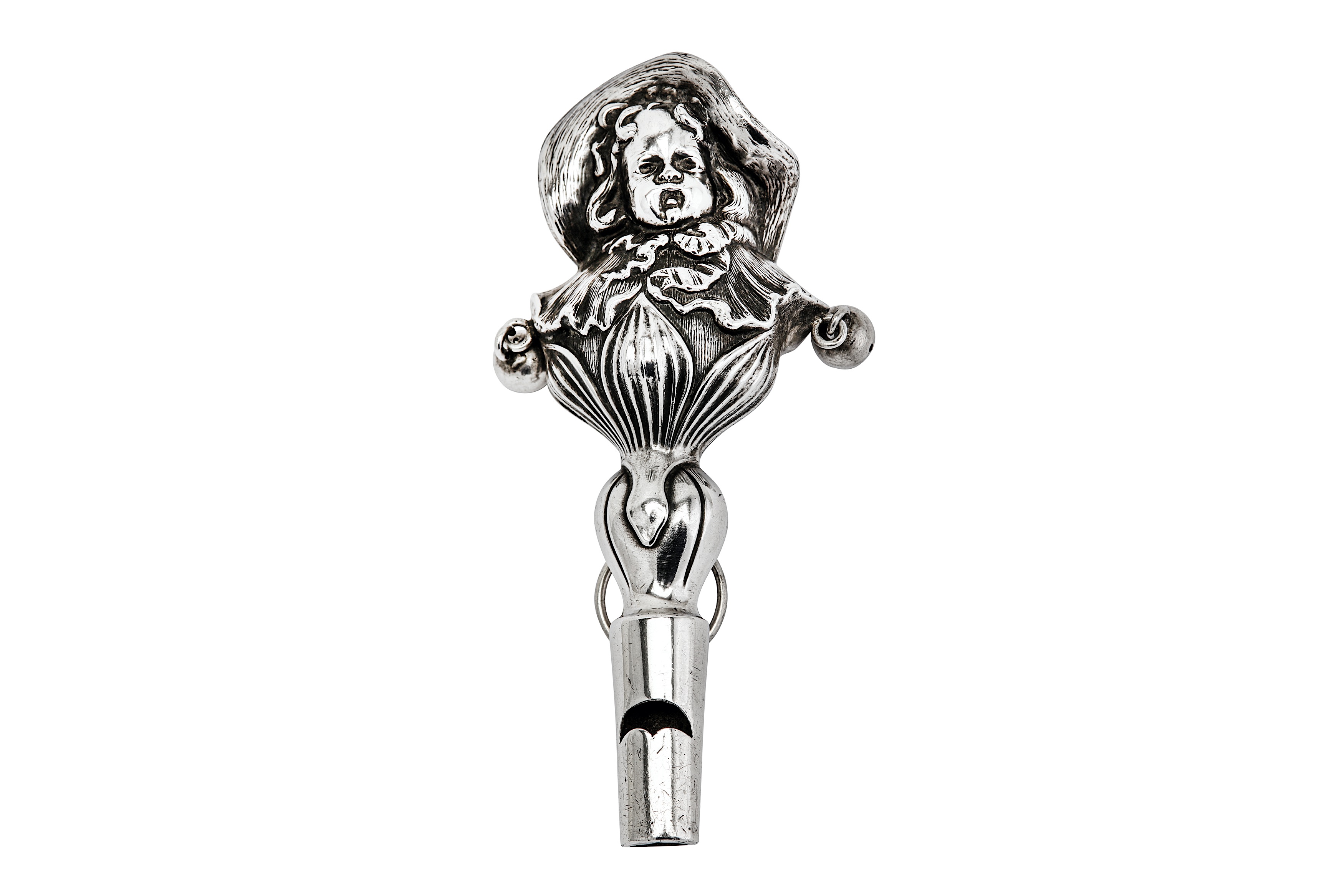 An American sterling silver babies rattle, import marks Birmingham 1904 by Gorham Manufacturing Co