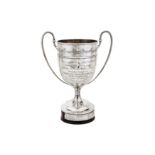 Agricultural interest – A George V sterling silver twin handled trophy cup, Sheffield 1921 by