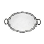 A late 19th / early 20th century Italian unmarked silver twin handled tray circa 1900