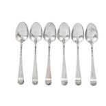 A set of six George III sterling silver tablespoons, London 1775 by Hester Bateman