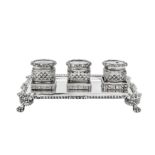 A George III sterling silver double inkstand, Sheffield 1817 by John & Thomas Settle (reg. Jan