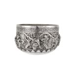A late 19th / early 20th century Burmese unmarked silver bowl, Mandalay, circa 1900