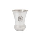 A heavy Alexander II Russian Provincial 84 zolotnik (875 standard) silver beaker, Odessa 1864