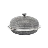 An early 20th century Anglo – Indian Raj unmarked silver muffin dish, Kashmir circa 1920