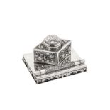 An early 20th century Chinese unmarked silver inkstand, Shanghai or Canton circa 1920