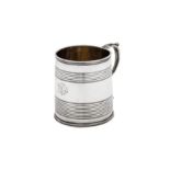 A George IV sterling silver mug, London 1829 by Charles Fox II