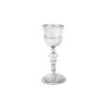 An 18th century Spanish unmarked silver chalice