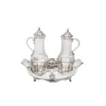 A Louis XV French silver oil and vinegar cruet, Paris 1752, by Jacques Besnier for Nicholas Besnier