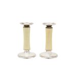A pair of mid-20th century Swiss sterling silver and enamel candlesticks, Zurich circa 1960 by