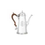 A George II sterling silver coffee pot, London 1733 by John Swift (reg. between May-Oct 1728)