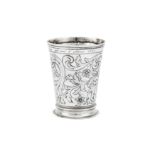 A late 19th century Austrian 800 standard silver beaker, Vienna circa 1881 by JCK for Joseph Carl