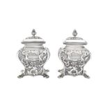 A pair of mid-19th century Austrian 13 loth (812 standard) silver tea caddies, Vienna 1838 by TSM
