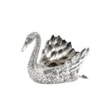 A late 20th century Italian sterling silver swan jardinere / cenerpiece, Milan circa 1975 by