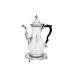 A George III sterling silver coffee pot on stand, the pot London 1770 by Francis Crump (first reg.