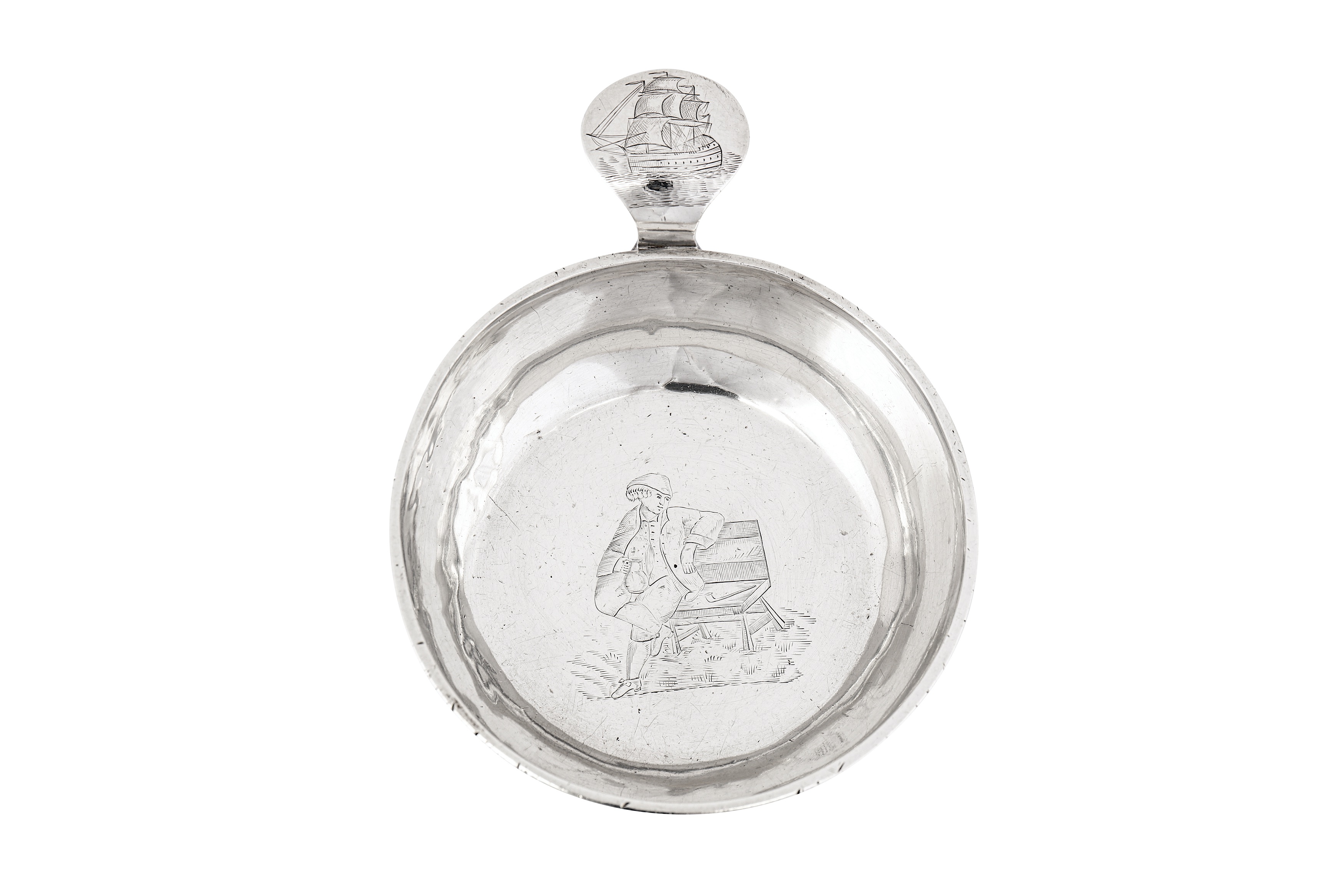 A mid-18th century Dutch silver wine taster / child’s porringer, Amsterdam 1768, maker’s mark - Image 4 of 6