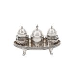 A Christian VII late 18th century Danish silver inkstand, Copenhagen 1774 by C.W (untraced)