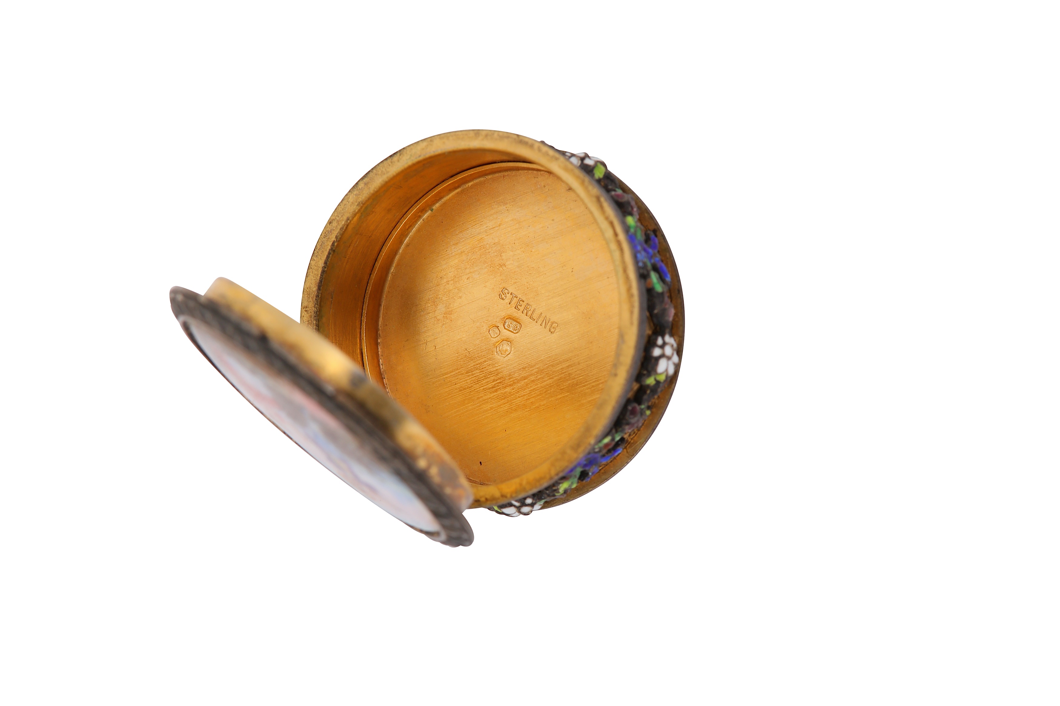 An early 20th century Austrian 900 standard silver gilt and enamel pill box, Vienna circa 1910 by - Image 2 of 3