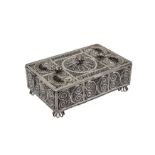 A mid to late 20th century Sudanese unmarked silver filigree casket, circa 1970