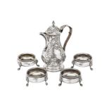 A mixed group – comprising a Victorian sterling silver hot milk pot, London 1899 by Charles Stuart