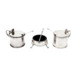 A mixed group of sterling silver condiment items