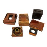 A Collection of Mahogany and Brass Camera Parts