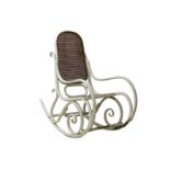 An early 20th Century Thonet style white painted bentwood rocking chair
