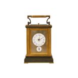 A fine late 19th century patinated bronze and brass Grande Sonnerie carriage clock