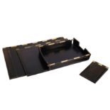 A circa 1970's Asprey black leather desk set