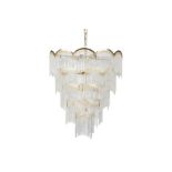 ITALY- A large five - tier Chandelier, 1970s, of tapering form, the gilt-metal arched frame hung